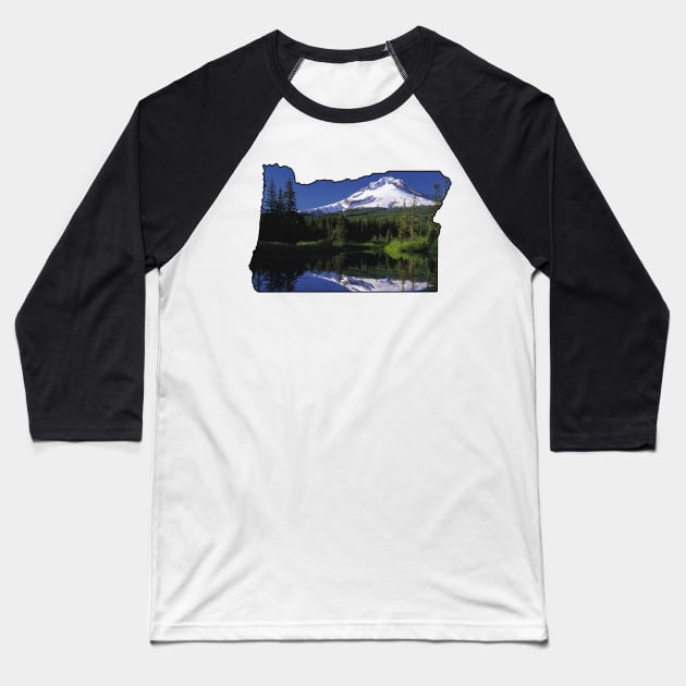 Oregon State Outline (Mount Hood) Baseball T-Shirt by gorff